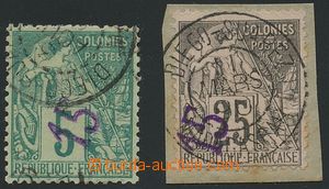 136735 - 1890 DIEGO SUAREZ  comp. 2 pcs of stamps Mi.2, 5, values 5C 
