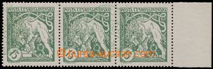 136811 -  Pof.27pa, 15h light green, marginal strip-of-3 with atypica