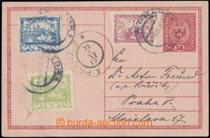 136873 - 1919 CPŘ9, pneumatic tube postcard Coat of arms 38h uprated