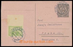 136874 - 1919 CPŘX, pneumatic tube postcard Coat of arms 70h uprated