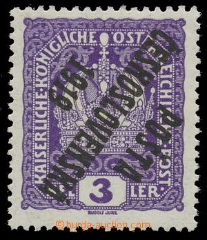 136894 -  Pof.33Pp, Koruna 3h fialová, převrácený přetisk, zk. M