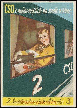 136959 - 1936 ČSD reklamní barevná pohlednice, velký formát, pro