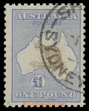 137097 - 1915 Mi.51; SG.44, Map with kangaroo £1 ultramarine / b