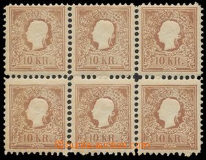 137119 - 1870 REPRINT  Mi.14NDII, reprint 10Kr, block of 6, c.v.. 420