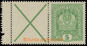 137128 - 1916 Mi.186x, Koruna 5h zelená, známka s ondřejským kř