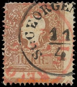 137129 - 1858 Mi.14II, 10Kr brown, stamp. with significant nasazením