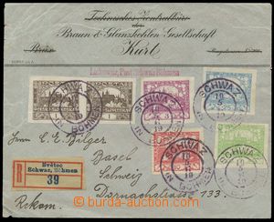 137137 - 1919 commercial Reg letter to Switzerland with 1h (2x)+3+5+1