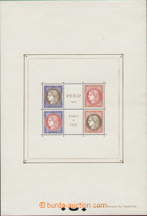 137153 - 1937 Mi.Bl.3, miniature sheet PEXIP, format 149x219mm, c.v..