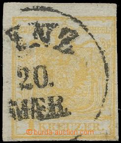 137159 -  Mi.1, žlutooranžová, typ Ib, ruční papír, oboustrann