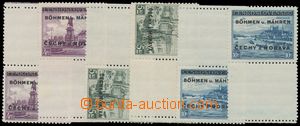137185 - 1939 Pof.17-19K, hodnoty 4Kč, 5Kč a 10Kč s kupóny L+P; k