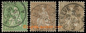 137187 - 1862 Mi.26-28, Seated Helvetia, highest values, c.v.. 330€