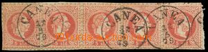 137286 - 1879 LEVANTA  Mi.3I, Franz Josef 5Sld červená, 5-páska, h