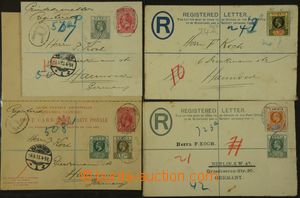137312 - 1913 comp. 4 pcs of uprated p.stat sent as Registered to Ger