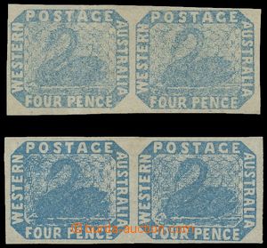 137328 - 1854 Mi.3; SG.3, 3a, Černá labuť 4P světle modrá a modr