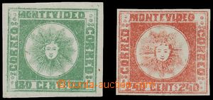 137350 - 1858 Mi.6-7a, Sun with rays 180C and 240C, issue MONTEVIDEO/