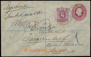 137379 - 1914 postal stationery cover 1A sent as Reg to Austria, upra
