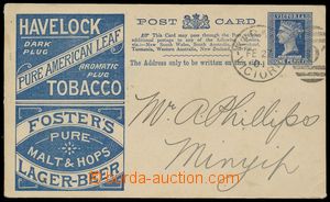137466 - 1901 PC Queen Victoria 1d blue with advertising added print 