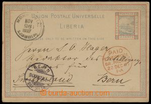 137470 - 1887 prošlá první dopisnice Libérie, 3C, Asch.1, adresov