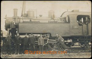 137535 - 1920 steam locomotive, pedal draisine and people, about PLE