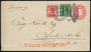137568 - 1899 postal stationery cover 2C red uprated two stamps. 1C +