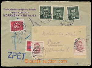 137575 - 1949 commercial insufficiently franked letter 3 pcs of 1Kčs