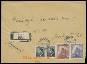 137578 - 1945 vyfrankovaný R-dopis adresovaný na Posádkový oddíl