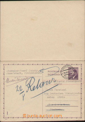 137581 - 1944 CDV19, dvojitá dopisnice jednostranně prošlá, podac