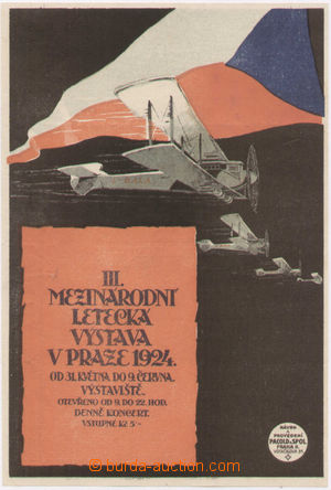 137649 - 1924 VÝSTAVY, LETECTVÍ  plakát III. mezinárodní leteck