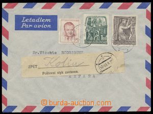 137725 - 1950 TRANSPORT SUSPENDED - SPAIN  airmail letter addressed t