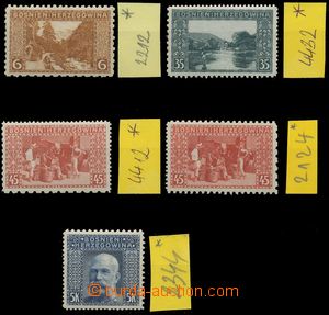 137726 - 1906 Mi.33, 38, 40 2x, 44, Landscape, comp. 5 pcs of stamps 