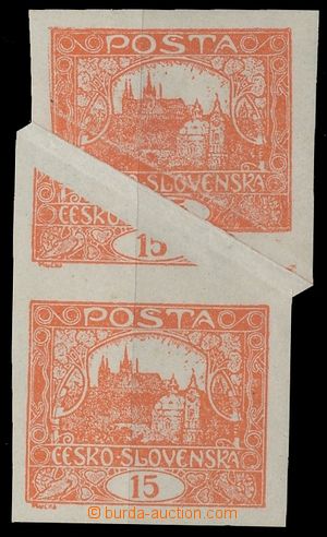 137780 -  Pof.7, 15h bricky red, vertical pair with paper crease