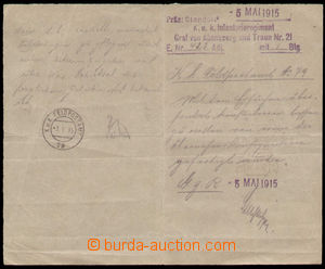 137781 - 1915 poptávací líst na zásilku polní pošty, Nachfragge