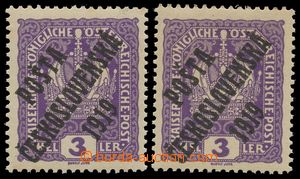 137786 -  Pof.33X, Crown 3h violet, thick paper, comp. 2 pcs of stamp