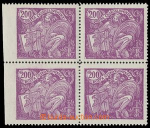137854 -  Pof.165A, 200h violet, block of four with omitted vertical 