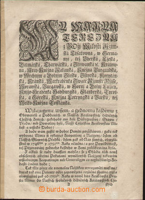 137889 - 1753 RAKOUSKO  nařízení Marie Terezie pro země Koruny č
