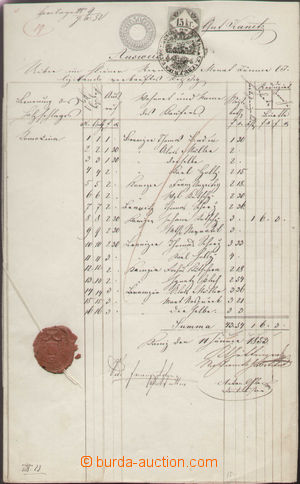 138731 - 1854 AUSTRIA  fiscal document, 2 sew together sheets with im