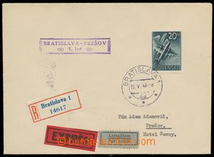 138883 - 1943 Reg, express and airmail letter with Alb.L9, CDS BRATIS