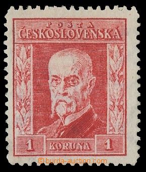 138922 - 1925 Pof.190, Masaryk - rytina 1Kč červená, I. typ, průs