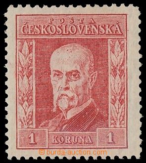 138923 - 1925 Pof.190, Masaryk - rytina 1Kč červená, I. typ, průs