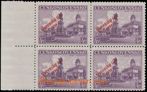 138998 - 1939 Alb.20, Poděbrady 4CZK violet, marginal block-of-4 wit