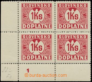 139001 - 1939 Alb.D8X, Postage due stmp 1Ks, corner blk-of-4 with pla