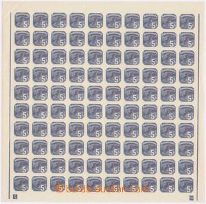 139030 - 1939 Alb.NV2 DZ 4-38, Přetisk 5h modrá, kompletní 100-zn