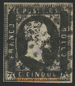 139137 - 1851 Mi.1, Viktor Emanuel II. 5C černá, vlevo těsný a na
