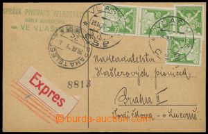 139233 - 1923 firemní lístek zaslaný Ex, vyfr. 4-násobnou frankat