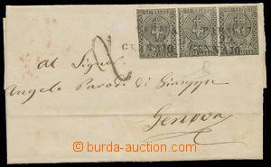 139248 - 1855 folded cover of letter to Genoa with Mi.2, Coat of arms