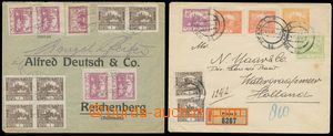 139290 - 1919 sestava 2ks bohatě frankovaných dopisů, 1x R-dopis d
