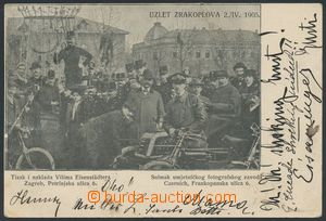 139326 - 1905 vzlet balónu, Zagreb 2.IV.1905, automobil, motocykl; v