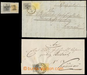 139348 - 1855-57 comp. 2 pcs of letters and cut-square with franking 