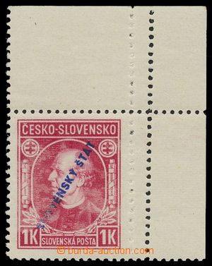 139390 - 1939 Alb.24, Hlinka 1K červená, rohový kus s dvojitou per