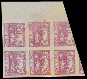 139402 -   Pof.2, 3h violet, block of 6 with exceedingly big paper cr